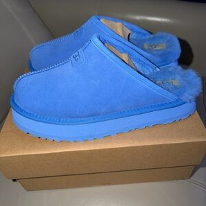 UGG Blue Suede Platform Slip-On Shoe